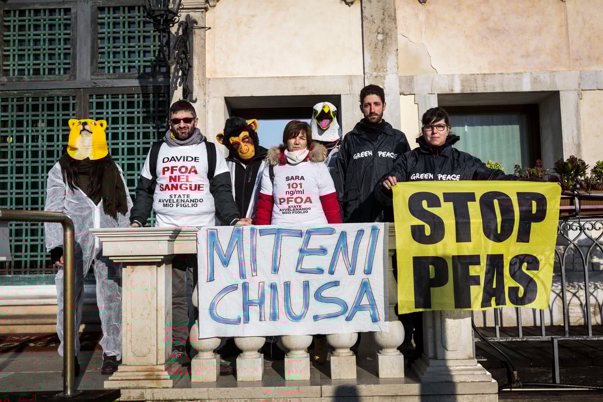 Attivisti di Greenpeace e comitati locali protestano a Venezia contro l'inquinamento da PFAS