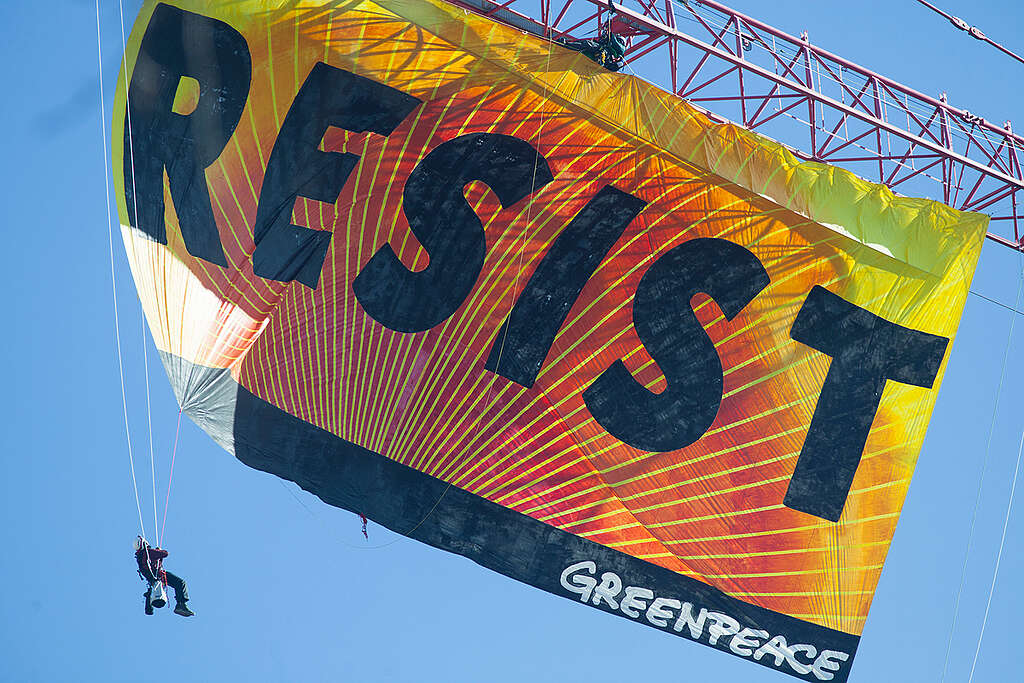 Resist Trump Banner Action in Washington D.C. © Kate Davison / Greenpeace Resist Trump Banner Action in Washington D.C. © Kate Davison / Greenpeace